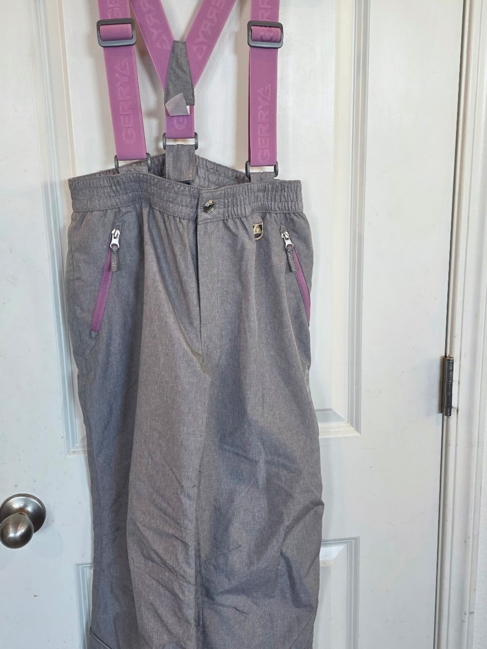 Gerry Weber Kids Gray Snow Overalls with Pink Suspenders